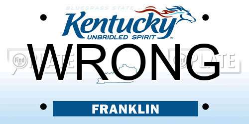 WRONG Kentucky License Plate