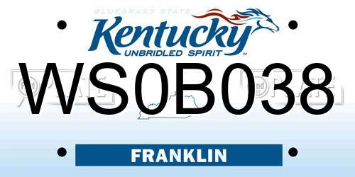 WS0B038 Kentucky License Plate