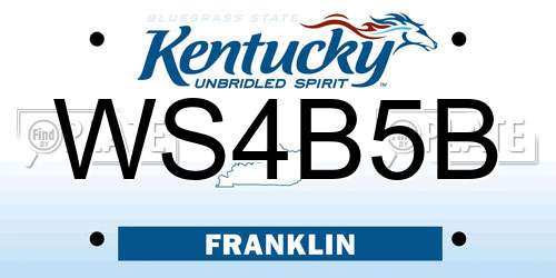 WS4B5B Kentucky License Plate