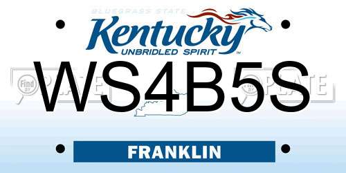 WS4B5S Kentucky License Plate
