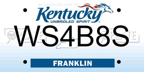 WS4B8S Kentucky License Plate