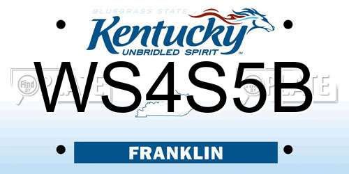 WS4S5B Kentucky License Plate