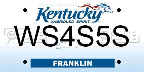 WS4S5S Kentucky License Plate