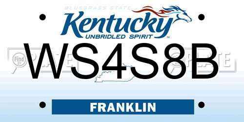 WS4S8B Kentucky License Plate
