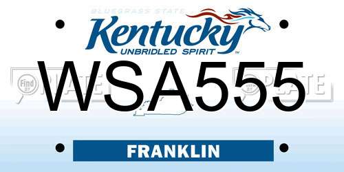 WSA555 Kentucky License Plate
