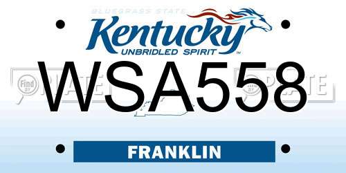 WSA558 Kentucky License Plate