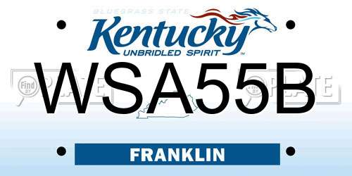 WSA55B Kentucky License Plate