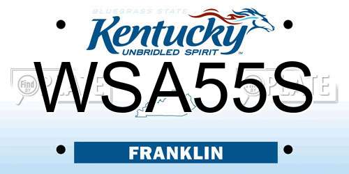 WSA55S Kentucky License Plate