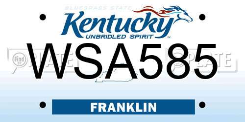 WSA585 Kentucky License Plate