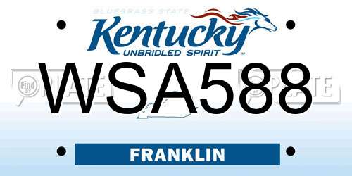 WSA588 Kentucky License Plate