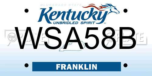 WSA58B Kentucky License Plate
