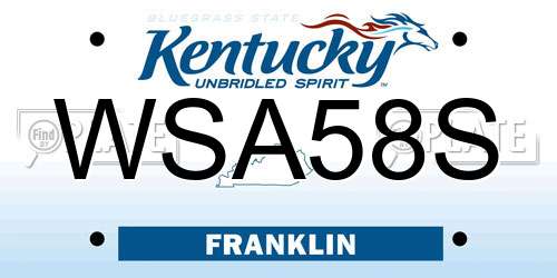 WSA58S Kentucky License Plate