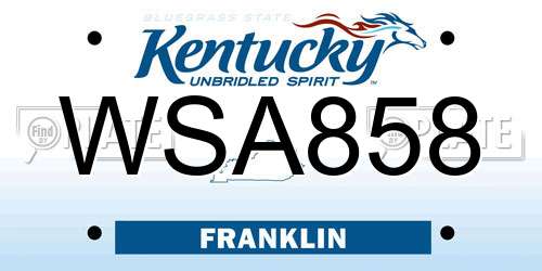 WSA858 Kentucky License Plate
