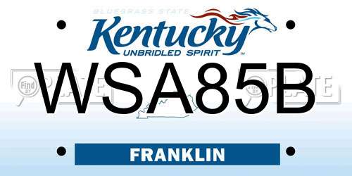 WSA85B Kentucky License Plate