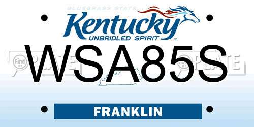 WSA85S Kentucky License Plate