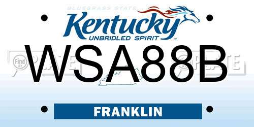 WSA88B Kentucky License Plate