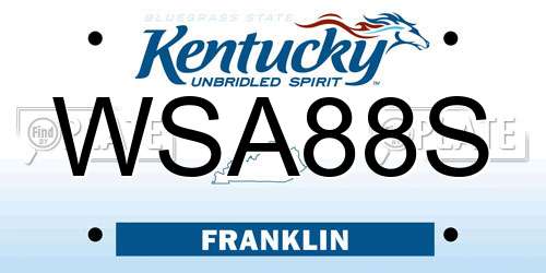 WSA88S Kentucky License Plate