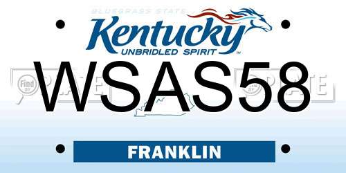 WSAS58 Kentucky License Plate