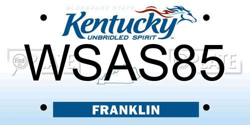 WSAS85 Kentucky License Plate