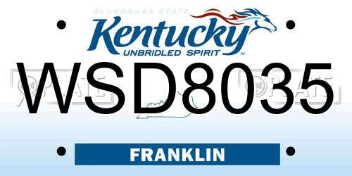 WSD8035 Kentucky License Plate