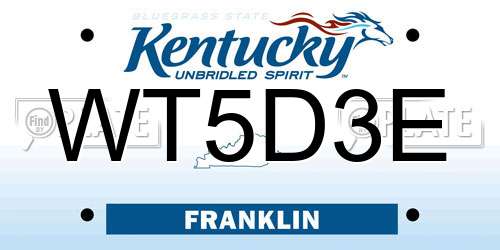 WT5D3E Kentucky License Plate
