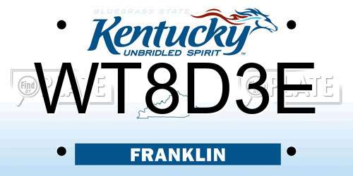 WT8D3E Kentucky License Plate