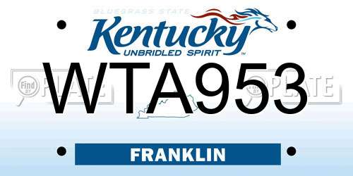 WTA953 Kentucky License Plate