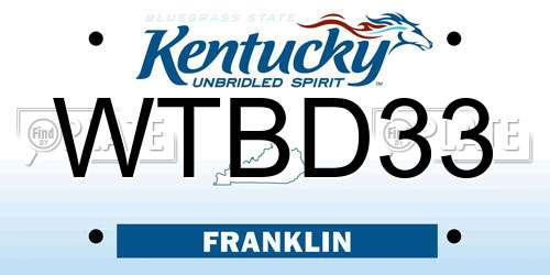 WTBD33 Kentucky License Plate