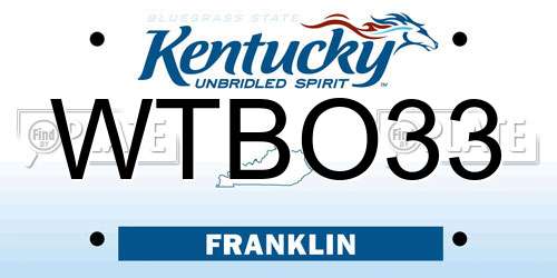 WTBO33 Kentucky License Plate