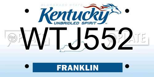 WTJ552 Kentucky License Plate