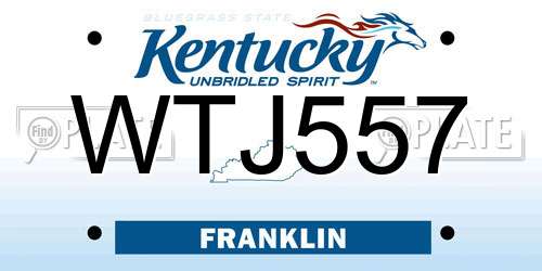 WTJ557 Kentucky License Plate