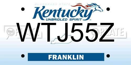 WTJ55Z Kentucky License Plate