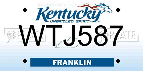 WTJ587 Kentucky License Plate