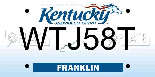 WTJ58T Kentucky License Plate
