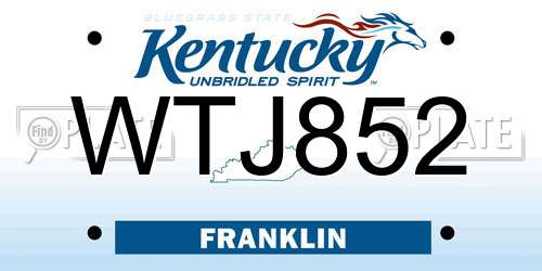 WTJ852 Kentucky License Plate