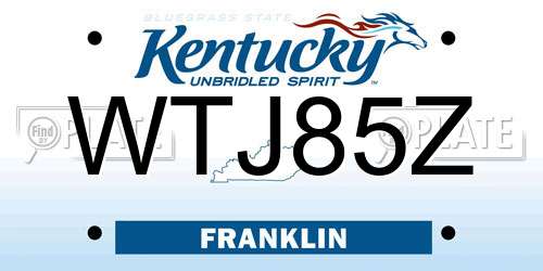 WTJ85Z Kentucky License Plate
