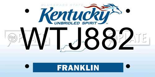 WTJ882 Kentucky License Plate