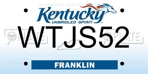 WTJS52 Kentucky License Plate