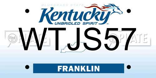 WTJS57 Kentucky License Plate