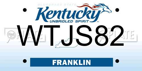 WTJS82 Kentucky License Plate