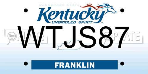 WTJS87 Kentucky License Plate
