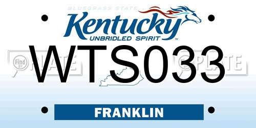 WTS033 Kentucky License Plate