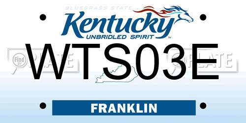 WTS03E Kentucky License Plate