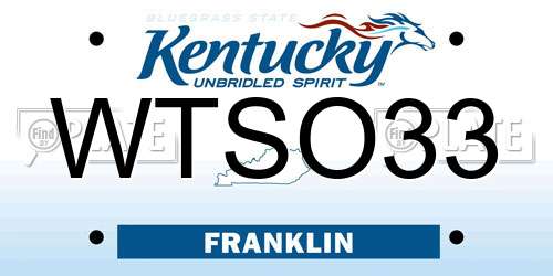 WTSO33 Kentucky License Plate