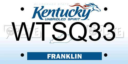 WTSQ33 Kentucky License Plate