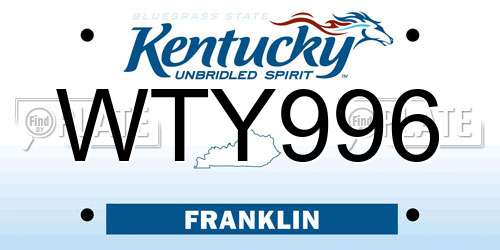 WTY996 Kentucky License Plate