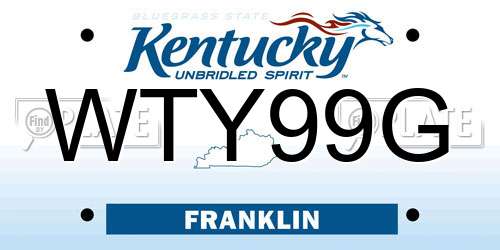 WTY99G Kentucky License Plate