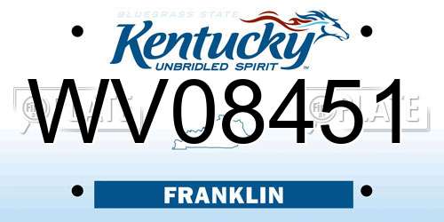WV08451 Kentucky License Plate