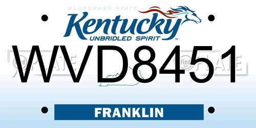 WVD8451 Kentucky License Plate
