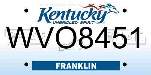 WVO8451 Kentucky License Plate